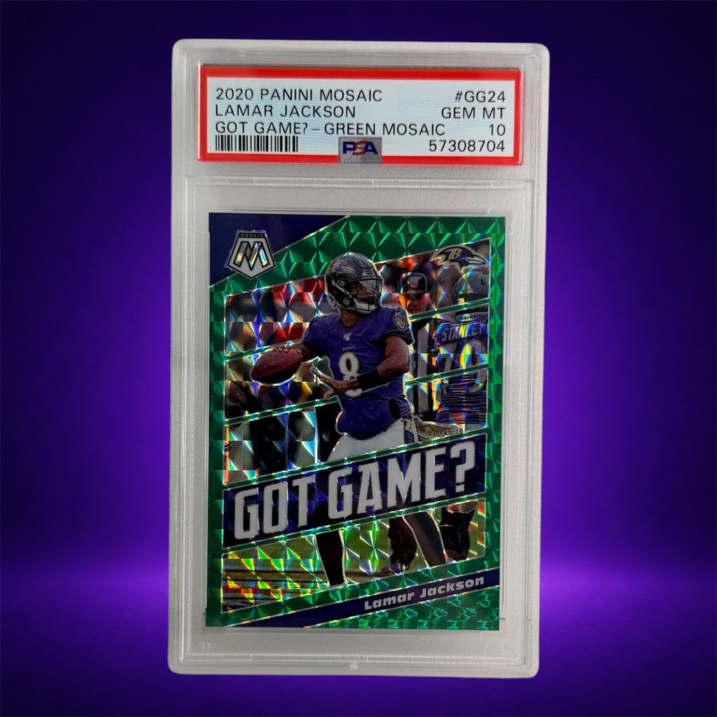 Lamar Jackson 2020 PSA 10 Panini NFL Mosaic Got Game? #GG24