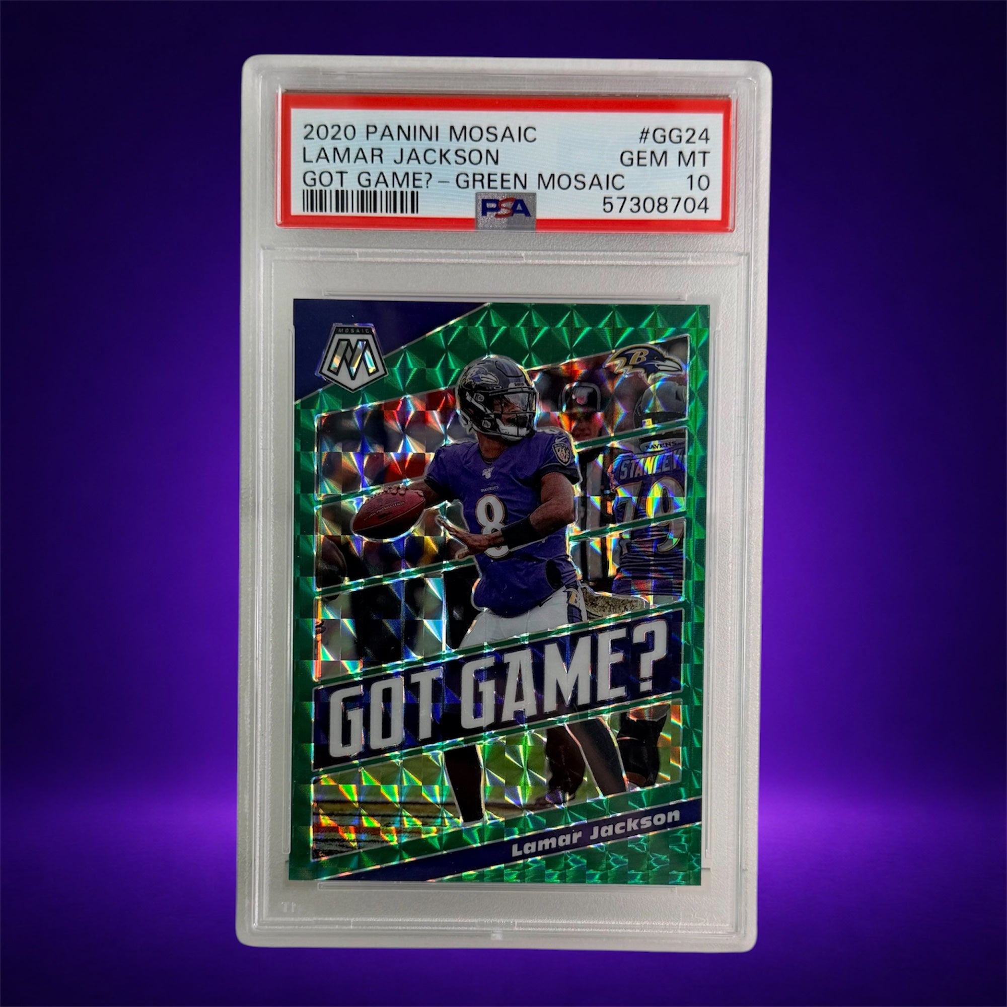 Lamar Jackson 2020 PSA 10 Panini NFL Mosaic Got Game? #GG24